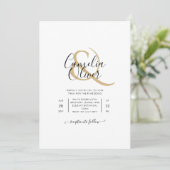 Klassische White Gold Script Print oder Digital We Einladung (Stehend Vorderseite)
