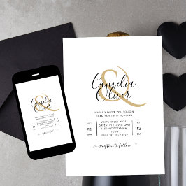 Klassische White Gold Script Print oder Digital We Einladung