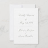Klassische White Linen Hochzeitsschrift in UAWG RSVP Karte (Vorderseite)