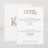 Klassische White und Gold Monogram Typografy Weddi Begleitkarte (Vorne/Hinten)