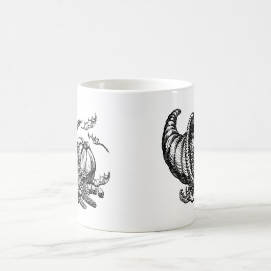 Klassische Wicker Cornucopia Schwarz-weiß Illustra Kaffeetasse (Mittel)