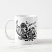Klassische Wicker Cornucopia Schwarz-weiß Illustra Kaffeetasse (Links)