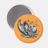 Klassische Wicker Cornucopia Schwarz-weiß Illustra Magnet (Vorderseite/Rückseite)