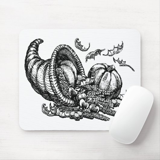 Klassische Wicker Cornucopia Schwarz-weiß Illustra Mousepad (Mit Mouse)