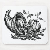 Klassische Wicker Cornucopia Schwarz-weiß Illustra Mousepad (Vorne)