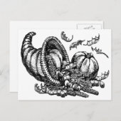 Klassische Wicker Cornucopia Schwarz-weiß Illustra Postkarte (Vorne/Hinten)