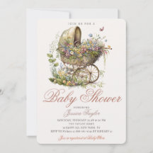 Klassische Wicker Stroller Floral Girl Babydusche