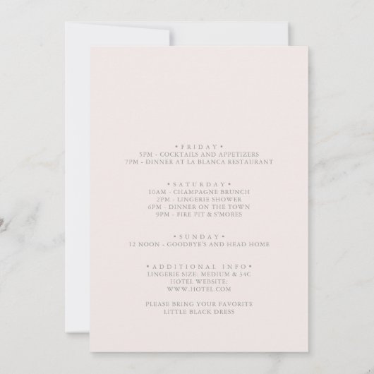 Klassische Wildblume Black Bachelorette Wochenende Einladung (Rückseite)