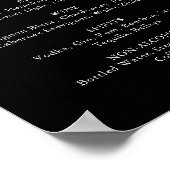 Klassische Wildblume Black Wedding Drinks Menü Poster (Ecke)