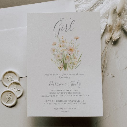 Klassische Wildblume mit Blütenspülung Einladung