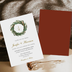 Klassische Winterkiefer Grüne Hochzeit Einladung