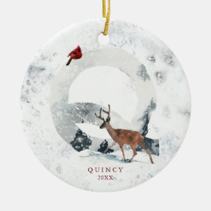 Klassische winterliche Weihnachtsszene Monogramm Q Keramik Ornament