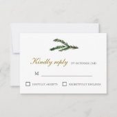 Klassische Winterpine-Hochzeit RSVP Karte (Vorderseite)
