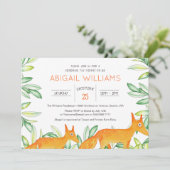 Klassische Woodland Fox Babydusche Einladung (Stehend Vorderseite)