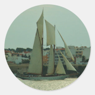 Klassische Yacht Runder Aufkleber