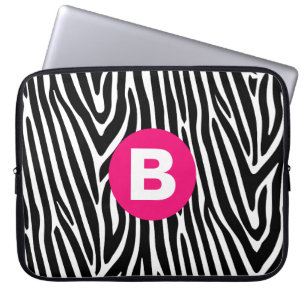 Klassische Zebrastreifen in hellrosa Monogramm Laptopschutzhülle
