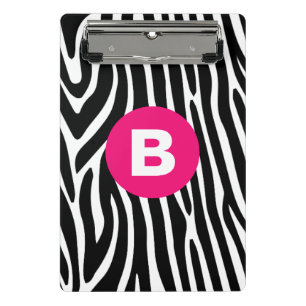 Klassische Zebrastreifen in hellrosa Monogramm Mini Klemmbrett