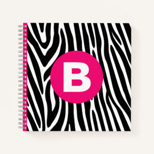 Klassische Zebrastreifen in hellrosa Monogramm Notizblock