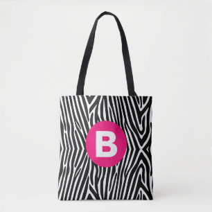 Klassische Zebrastreifen in hellrosa Monogramm Tasche