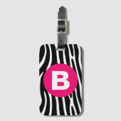 Klassische Zebrastreifen mit hellrosa Monogramm Gepäckanhänger (Vorderseite Vertikal)