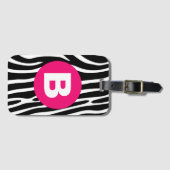 Klassische Zebrastreifen mit hellrosa Monogramm Gepäckanhänger (Vorderseite (Horizontal))