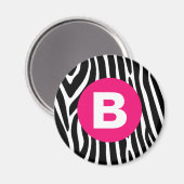 Klassische Zebrastreifen mit hellrosa Monogramm Magnet (Vorderseite/Rückseite)