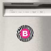 Klassische Zebrastreifen mit hellrosa Monogramm Magnet (In Situ (Geschirrspüler))