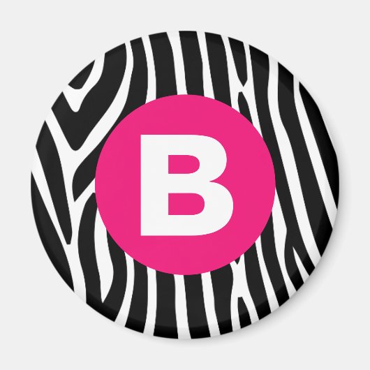 Klassische Zebrastreifen mit hellrosa Monogramm Magnet (Vorne)
