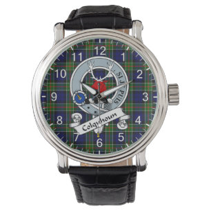 Klassische zeitlose Clan Colquhoun-Abzeichen-Tarta Armbanduhr