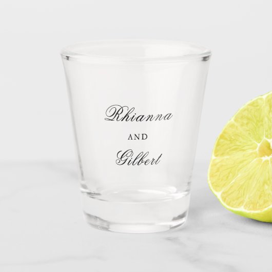 Klassische Zeitlose Hochzeit Schnapsglas (Vorderseite)