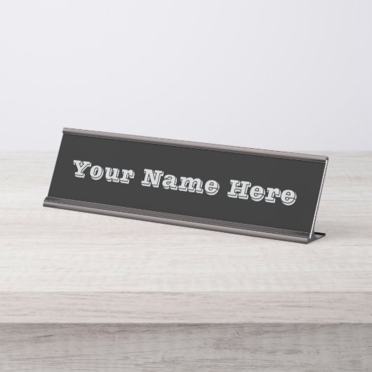 Klassische zeitlose Schwarz-Solid-Farbe Schreibtischnamensplakette (Vorderseite )