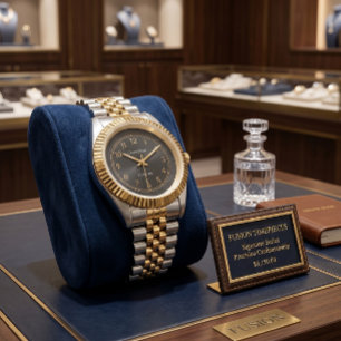 Klassische zweifarbige Gold- und Silber-Executive- Armbanduhr