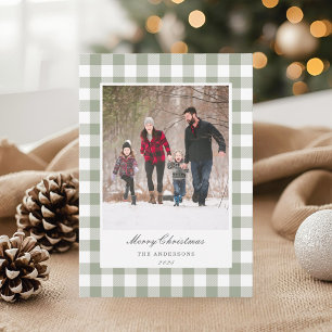 Klassische zweiseitige Familienfoto-Weihnachtskart Feiertagskarte