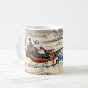 Klassischer 1853 Schlittenfahrt Currier Ives Lands Kaffeetasse