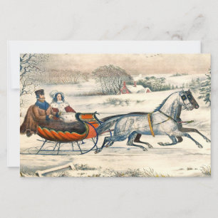 Klassischer 1853 Schlittenfahrt Currier Ives Straß