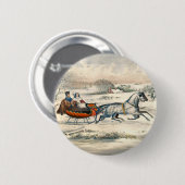 Klassischer 1853 Schlittenfahrt Currier Ives Straß Button (Vorne & Hinten)