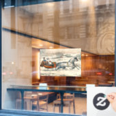 Klassischer 1853 Schlittenfahrt Currier Ives Straß Fensteraufkleber (Café-Fenster)