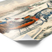Klassischer 1853 Schlittenfahrt Currier Ives Straß Fotodruck (Ecke)