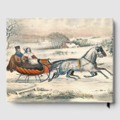 Klassischer 1853 Schlittenfahrt Currier Ives Straß Gästebuch (Rückseite)
