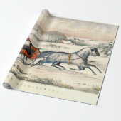 Klassischer 1853 Schlittenfahrt Currier Ives Straß Geschenkpapier (Ungerollt)