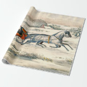 Klassischer 1853 Schlittenfahrt Currier Ives Straß Geschenkpapier (Ungerollt)