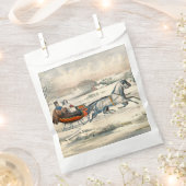 Klassischer 1853 Schlittenfahrt Currier Ives Straß Geschenktütchen (Ausgeschnitten)