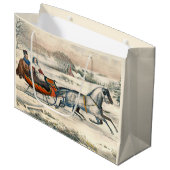 Klassischer 1853 Schlittenfahrt Currier Ives Straß Große Geschenktüte (Vorderseite Schrägansicht)