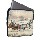 Klassischer 1853 Schlittenfahrt Currier Ives Straß Laptopschutzhülle (Vorne Rechts)