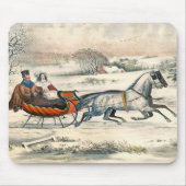 Klassischer 1853 Schlittenfahrt Currier Ives Straß Mousepad (Vorne)