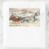 Klassischer 1853 Schlittenfahrt Currier Ives Straß Rechteckiger Aufkleber (Tasche)