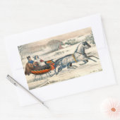 Klassischer 1853 Schlittenfahrt Currier Ives Straß Rechteckiger Aufkleber (Umschlag)
