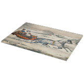 Klassischer 1853 Schlittenfahrt Currier Ives Straß Schneidebrett (Ecke)