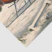 Klassischer 1853 Schlittenfahrt Currier Ives Straß Seidenpapier (Ausschnitt)