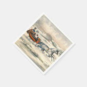 Klassischer 1853 Schlittenfahrt Currier Ives Straß Serviette (Ecke)